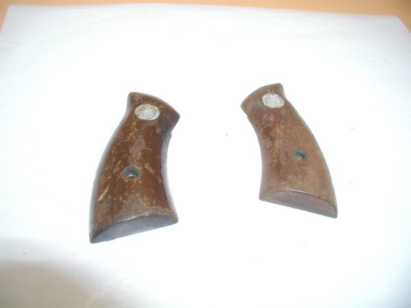 INA/FIE Tiger, 32 S&W Long - Grips, 3", Brown Smooth Wood w/ Escutcheons