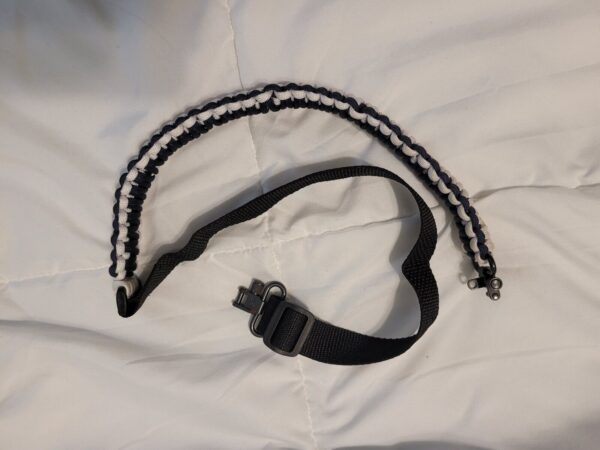 Paracord Sling With Swivels - White/Blue 33" - Image 3