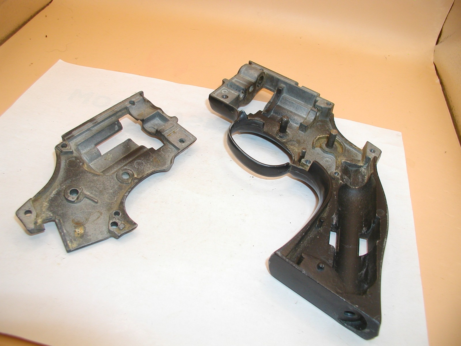 crosman 38t revolver frame and side plate, black crosman 38t revolver frame and side plate, black